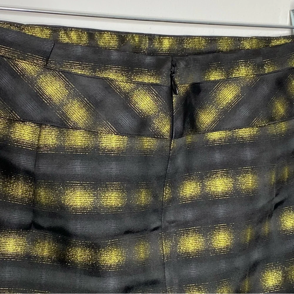 The Limited Yellow Metallic Plaid Skirt